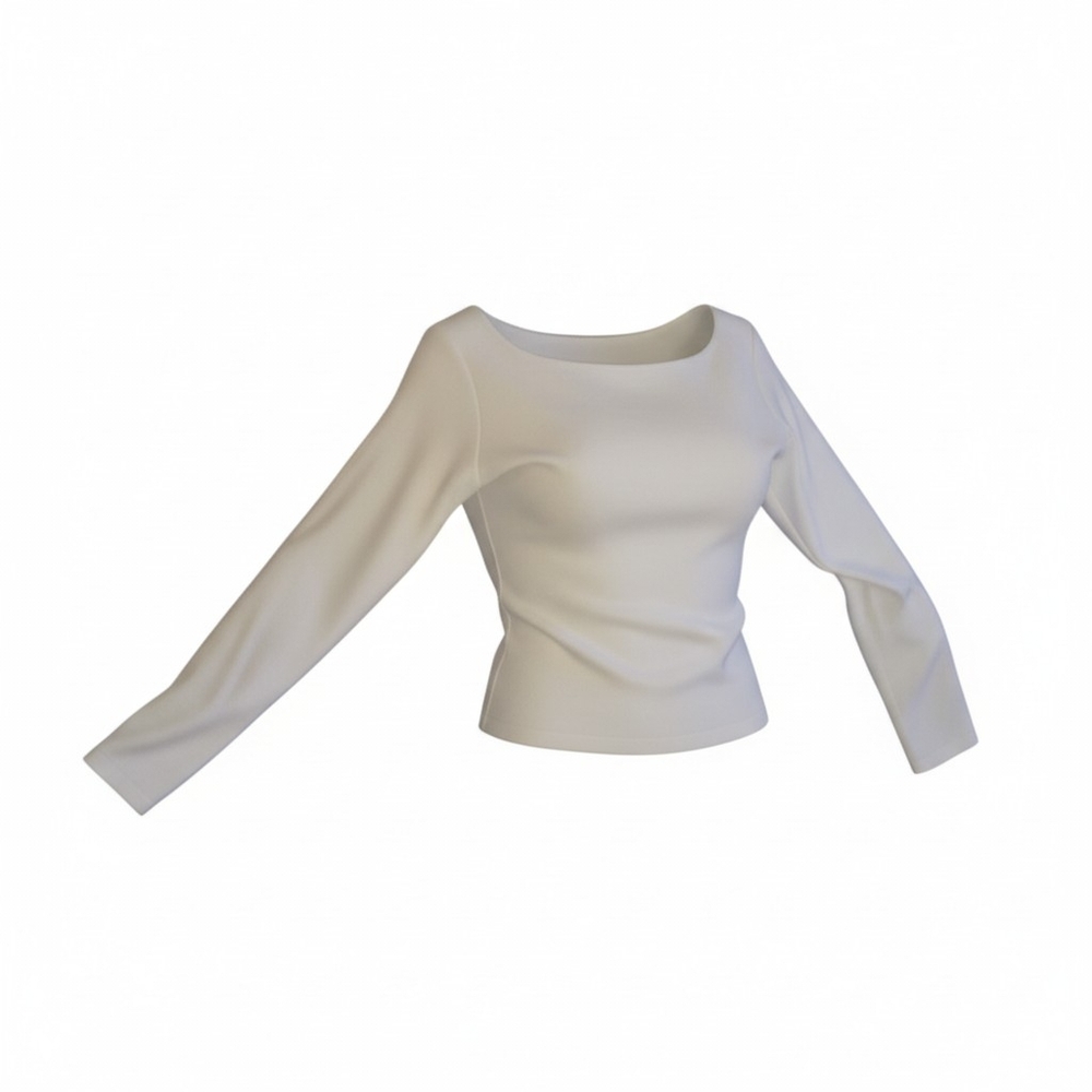 Women’s White Long-Sleeve Scoop Neck Tee